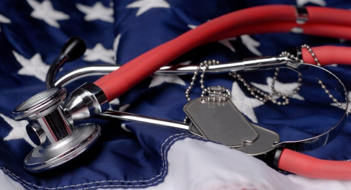American flag with stethoscope