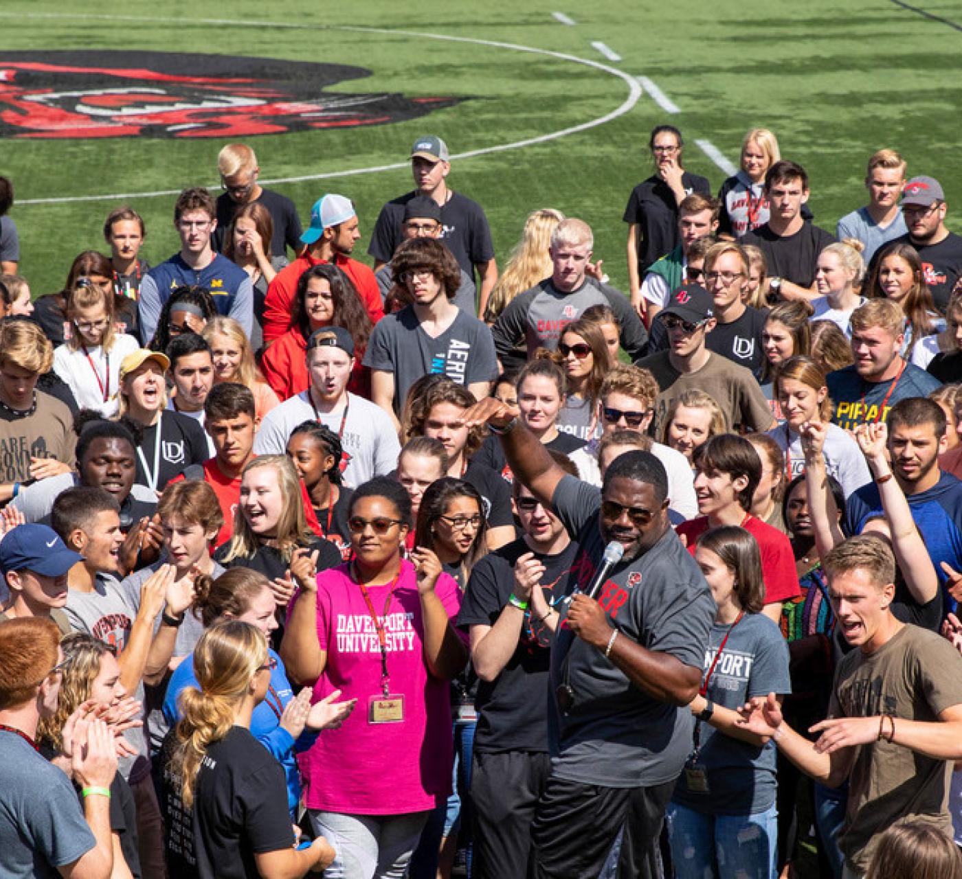 Multiple students gathering