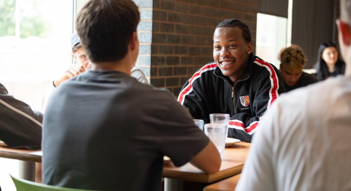 Students eating at the South Hall dining hall